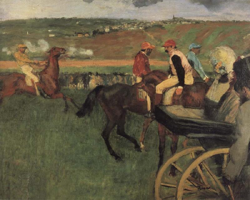 Edgar Degas On the race place Jockeys next to a carriage China oil painting art